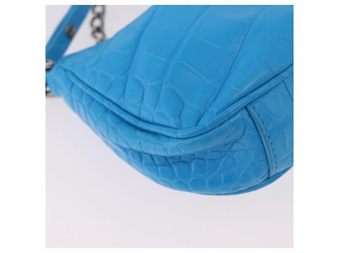 BALENCIAGA Borsa Mini Chain Lucagol in Pelle 2way Blu Argento 695814 Auth 183060M - vista 18