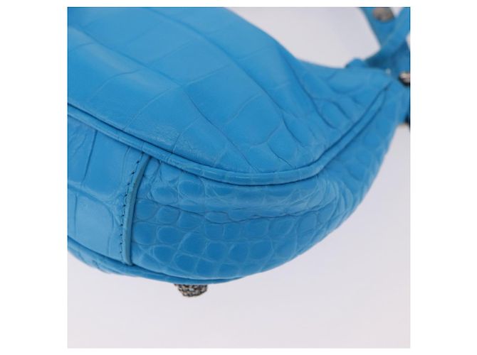 BALENCIAGA Borsa Mini Chain Lucagol in Pelle 2way Blu Argento 695814 Auth 183060M - vista 19