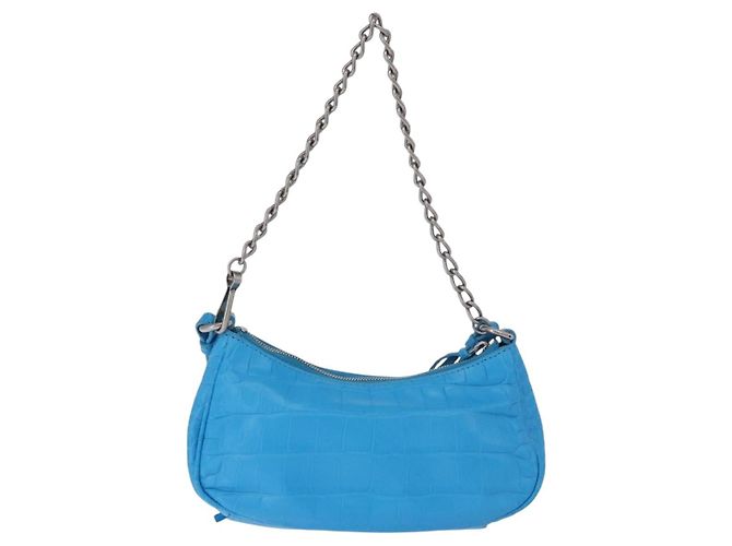 BALENCIAGA Borsa Mini Chain Lucagol in Pelle 2way Blu Argento 695814 Auth 183060M - vista 2