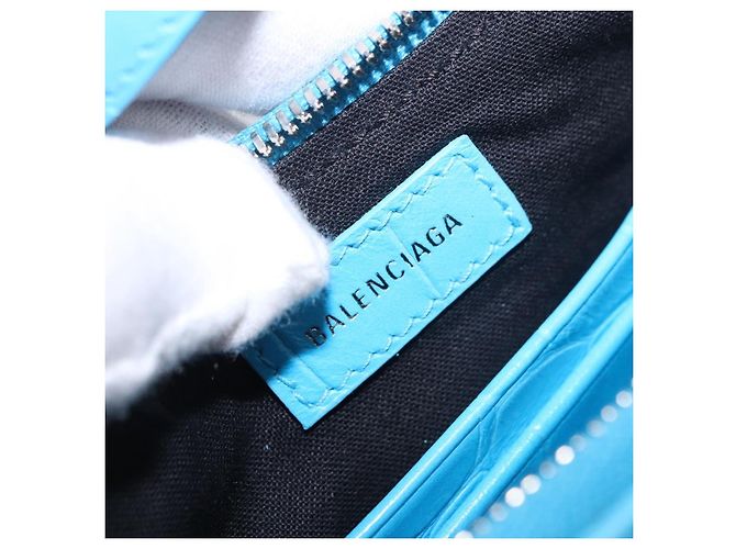 BALENCIAGA Borsa Mini Chain Lucagol in Pelle 2way Blu Argento 695814 Auth 183060M - vista 20