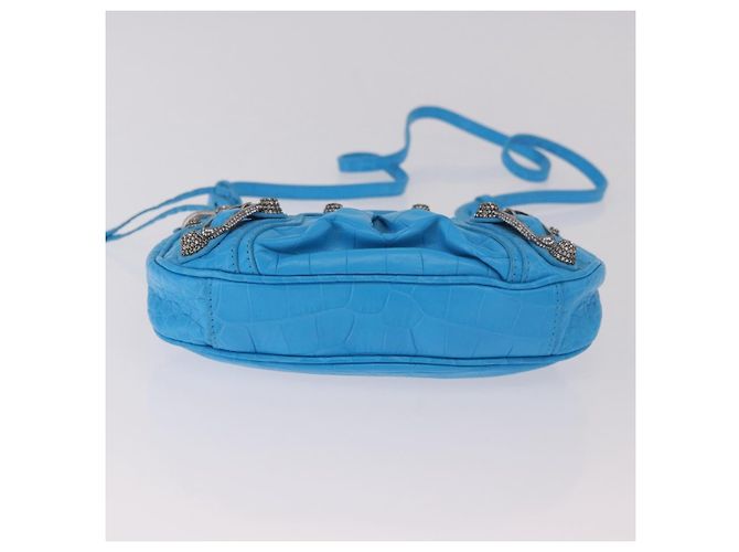 BALENCIAGA Borsa Mini Chain Lucagol in Pelle 2way Blu Argento 695814 Auth 183060M - vista 5