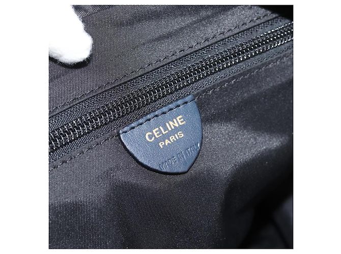 Céline Borsa a mano CELINE Circle Nylon Navy Gold Auth 183217 D'oro Blu navy - vista 17