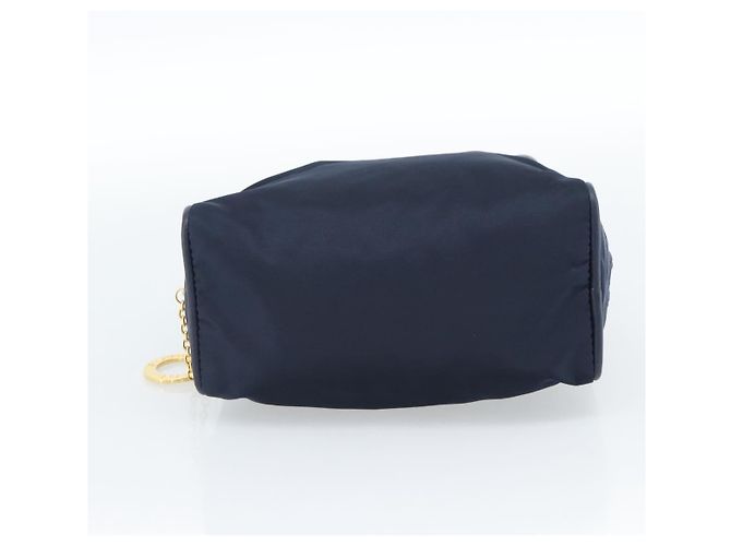 Céline Borsa a mano CELINE Circle Nylon Navy Gold Auth 183217 D'oro Blu navy - vista 5