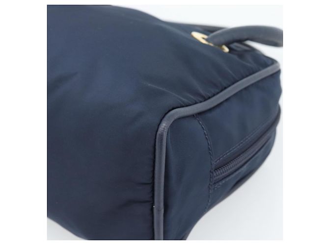 Céline Borsa a mano CELINE Circle Nylon Navy Gold Auth 183217 D'oro Blu navy - vista 9