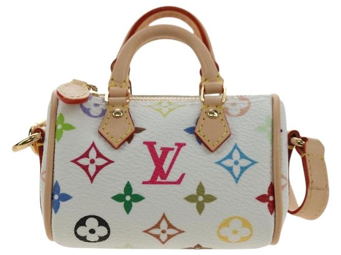 LOUIS VUITTON Portachiavi Micro Speedy Multicolor Bianco M03729 LV Auth 181949SAM - vista 13