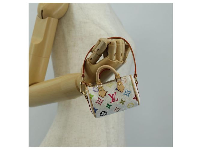LOUIS VUITTON Portachiavi Micro Speedy Multicolor Bianco M03729 LV Auth 181949SAM - vista 17
