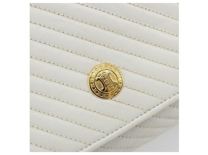 Céline Borsa a tracolla CELINE in pelle bianco oro autentica gh2134 D'oro - vista 19
