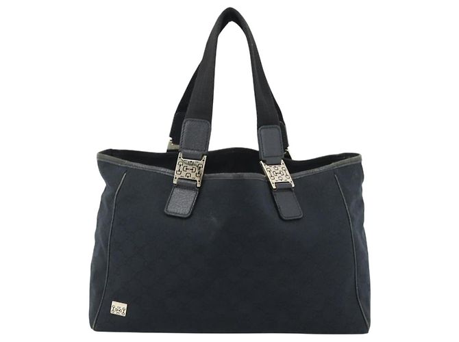 Borsa Tote GUCCI GG Canvas Nera Oro 145758 Auth 183257 Nero D'oro - vista 13