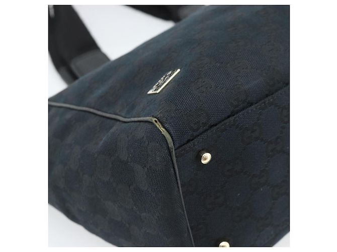 Borsa Tote GUCCI GG Canvas Nera Oro 145758 Auth 183257 Nero D'oro - vista 14