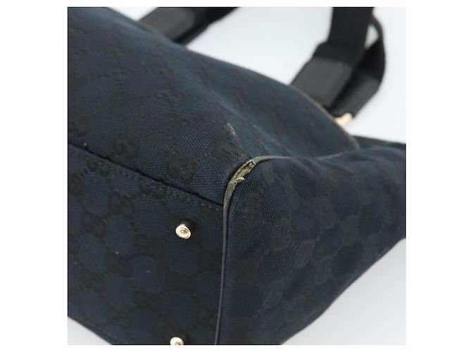 Borsa Tote GUCCI GG Canvas Nera Oro 145758 Auth 183257 Nero D'oro - vista 15
