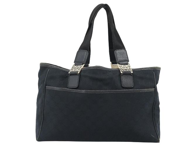 Borsa Tote GUCCI GG Canvas Nera Oro 145758 Auth 183257 Nero D'oro - vista 2