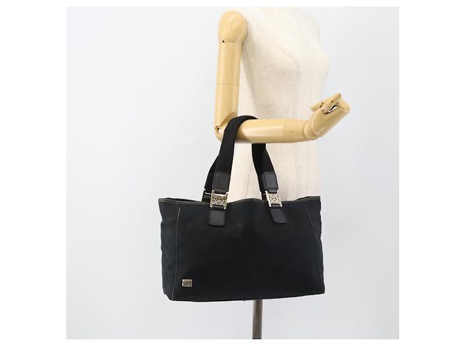 Borsa Tote GUCCI GG Canvas Nera Oro 145758 Auth 183257 Nero D'oro - vista 22