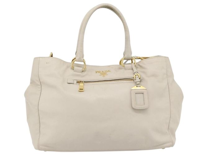 Borsa PRADA in pelle 2way Avorio Oro Auth 182009 D'oro Crudo - vista 13