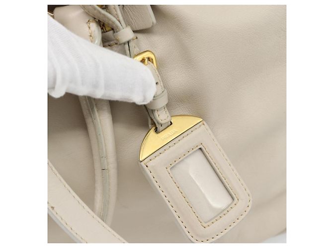 Borsa PRADA in pelle 2way Avorio Oro Auth 182009 D'oro Crudo - vista 19