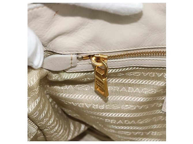 Borsa PRADA in pelle 2way Avorio Oro Auth 182009 D'oro Crudo - vista 23