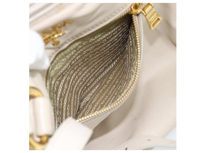 Borsa PRADA in pelle 2way Avorio Oro Auth 182009 D'oro Crudo - vista 25