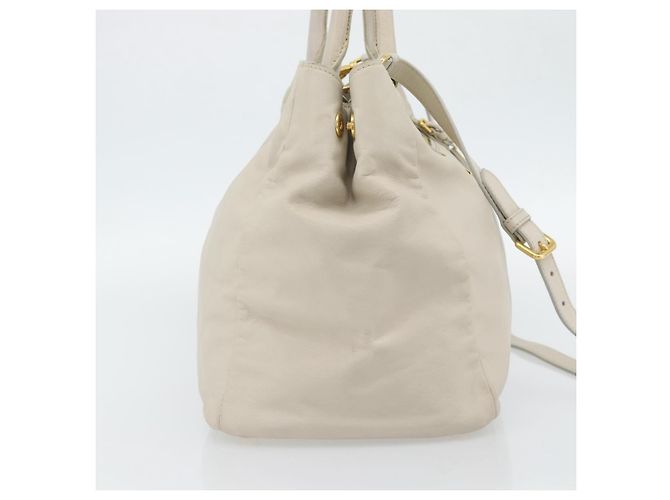 Borsa PRADA in pelle 2way Avorio Oro Auth 182009 D'oro Crudo - vista 3