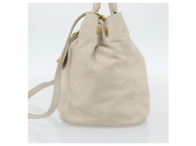 Borsa PRADA in pelle 2way Avorio Oro Auth 182009 D'oro Crudo - vista 4