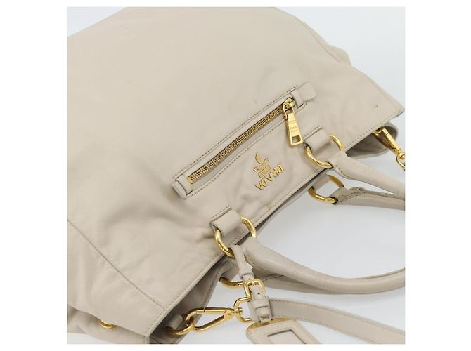 Borsa PRADA in pelle 2way Avorio Oro Auth 182009 D'oro Crudo - vista 6