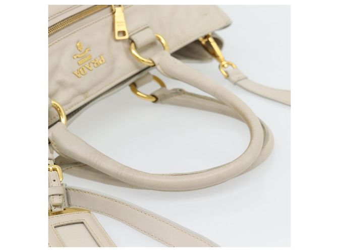 Borsa PRADA in pelle 2way Avorio Oro Auth 182009 D'oro Crudo - vista 7