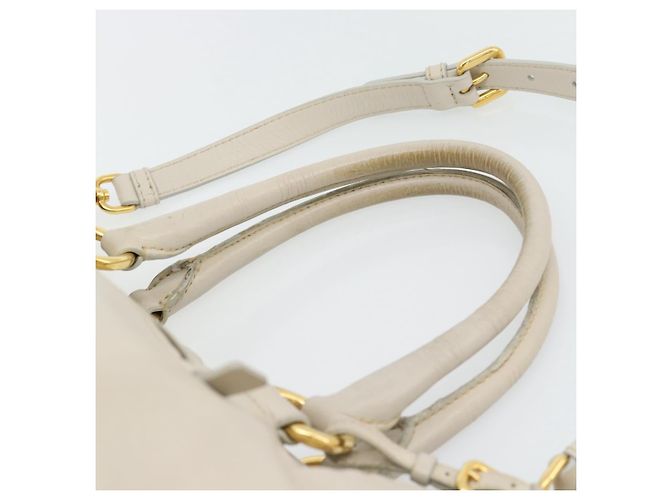 Borsa PRADA in pelle 2way Avorio Oro Auth 182009 D'oro Crudo - vista 8
