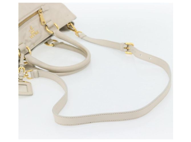 Borsa PRADA in pelle 2way Avorio Oro Auth 182009 D'oro Crudo - vista 9