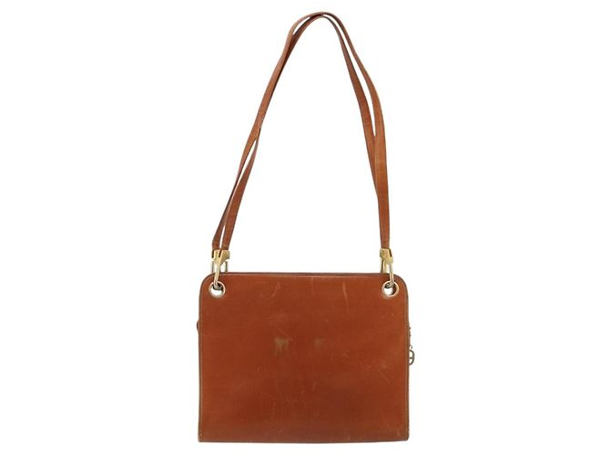 Borsa a tracolla Christian Dior in pelle marrone oro Auth 182105 D'oro - vista 2
