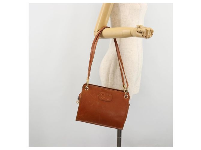 Borsa a tracolla Christian Dior in pelle marrone oro Auth 182105 D'oro - vista 20