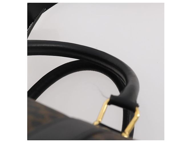 Céline Borsa Boston CELINE Macadam Canvas PVC Pelle 2way Nero Oro Auth 180526A D'oro - vista 14