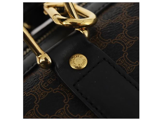 Céline Borsa Boston CELINE Macadam Canvas PVC Pelle 2way Nero Oro Auth 180526A D'oro - vista 18