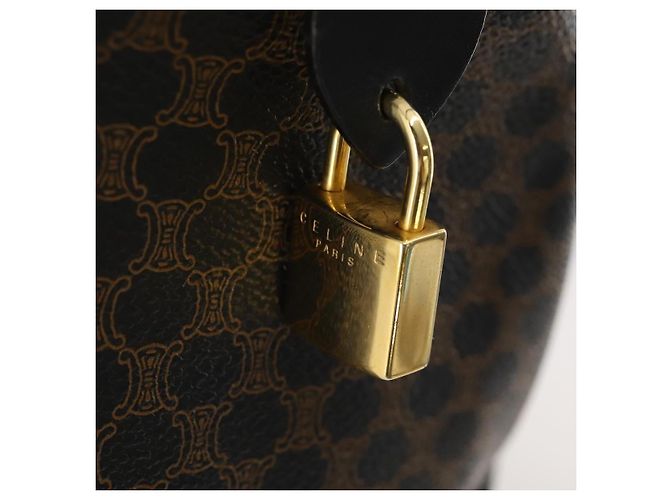 Céline Borsa Boston CELINE Macadam Canvas PVC Pelle 2way Nero Oro Auth 180526A D'oro - vista 19