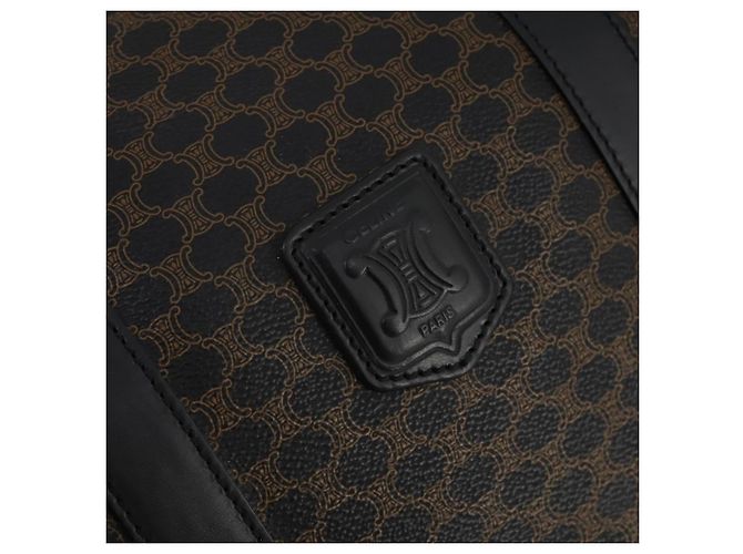 Céline Borsa Boston CELINE Macadam Canvas PVC Pelle 2way Nero Oro Auth 180526A D'oro - vista 21