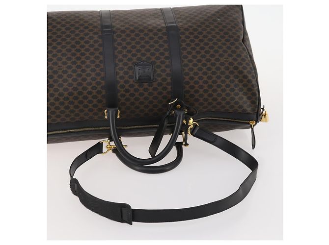 Céline Borsa Boston CELINE Macadam Canvas PVC Pelle 2way Nero Oro Auth 180526A D'oro - vista 7
