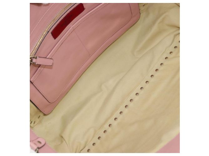 VALENTINO Rock Studs Tote Bag Leder Pink Gold Auth bs35382 Golden - Ansicht 11
