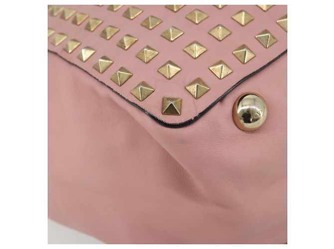 VALENTINO Rock Studs Tote Bag Leder Pink Gold Auth bs35382 Golden - Ansicht 14