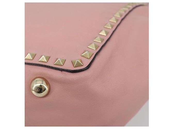 VALENTINO Rock Studs Tote Bag Leder Pink Gold Auth bs35382 Golden - Ansicht 15
