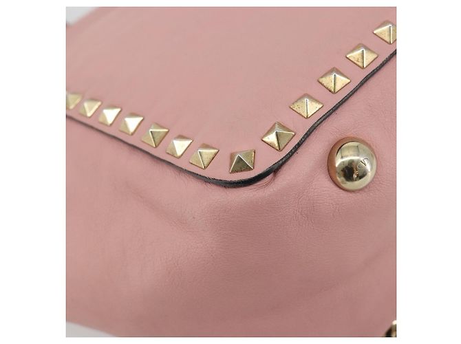 VALENTINO Rock Studs Tote Bag Leder Pink Gold Auth bs35382 Golden - Ansicht 16