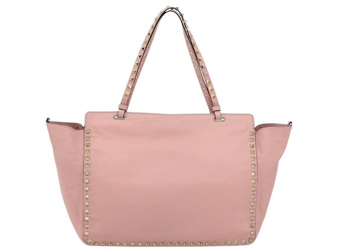 VALENTINO Rock Studs Tote Bag Leder Pink Gold Auth bs35382 Golden - Ansicht 2
