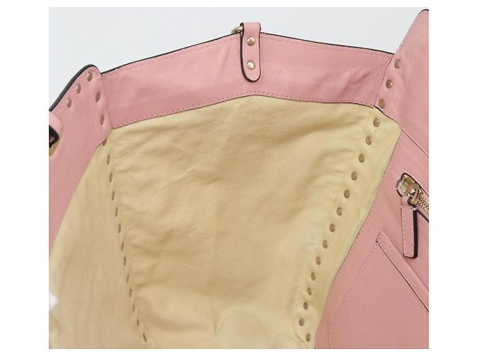 VALENTINO Rock Studs Tote Bag Leder Pink Gold Auth bs35382 Golden - Ansicht 20