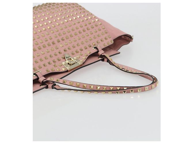 VALENTINO Rock Studs Tote Bag Leder Pink Gold Auth bs35382 Golden - Ansicht 7