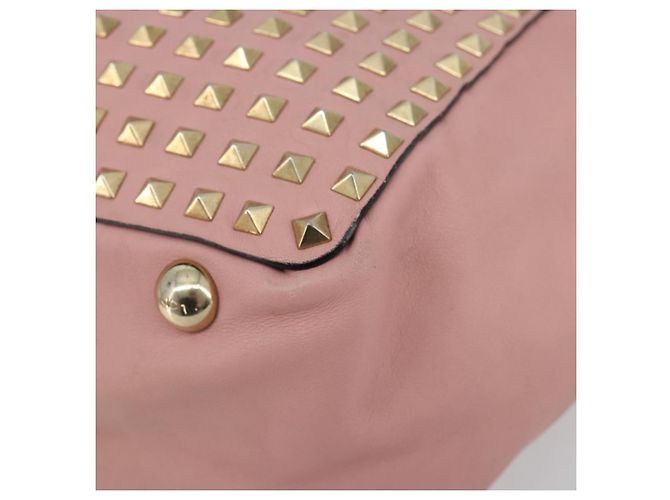 VALENTINO Rock Studs Tote Bag Leder Pink Gold Auth bs35382 Golden - Ansicht 9