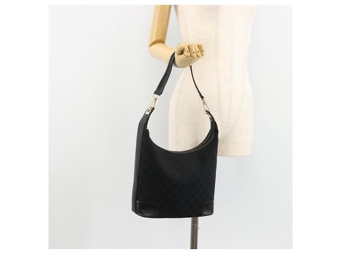 Borsa a Spalla GUCCI GG Canvas Nera Oro Auth 183032 Nero D'oro - vista 23