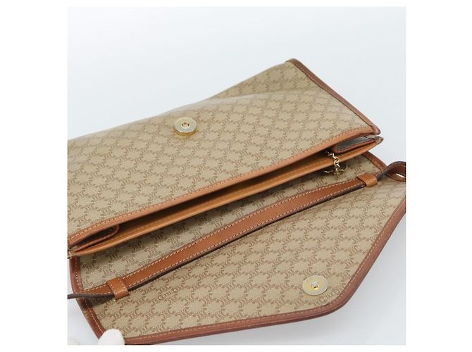 Céline Borsa a Spalla CELINE Macadam Canvas PVC Beige Oro Auth 183675 D'oro - vista 10