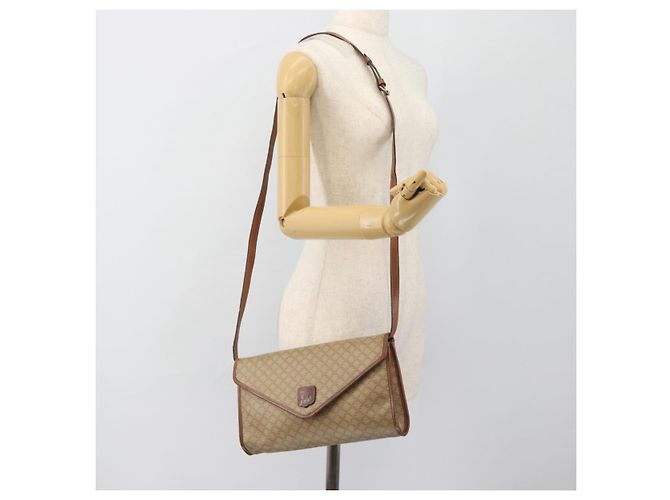 Céline Borsa a Spalla CELINE Macadam Canvas PVC Beige Oro Auth 183675 D'oro - vista 24