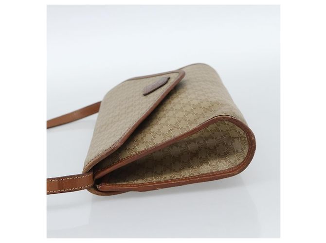 Céline Borsa a Spalla CELINE Macadam Canvas PVC Beige Oro Auth 183675 D'oro - vista 3