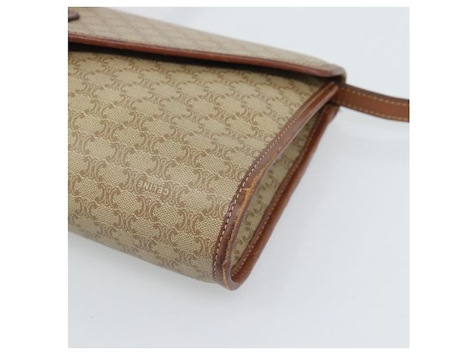Céline Borsa a Spalla CELINE Macadam Canvas PVC Beige Oro Auth 183675 D'oro - vista 9