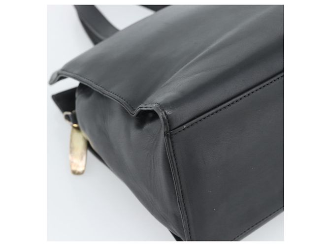 Bolso de mano LOEWE de cuero negro plata Auth ka4565A - vista 14