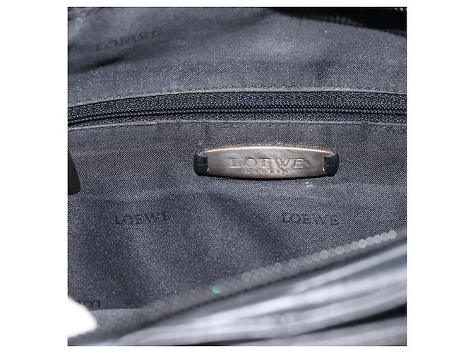 Bolso de mano LOEWE de cuero negro plata Auth ka4565A - vista 17