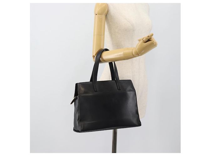 Bolso de mano LOEWE de cuero negro plata Auth ka4565A - vista 25