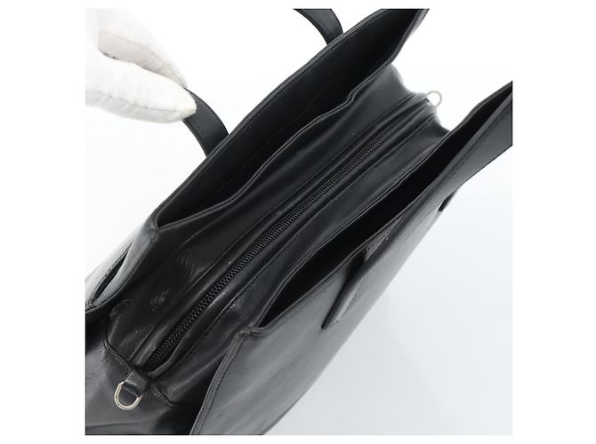 Bolso de mano LOEWE de cuero negro plata Auth ka4565A - vista 6